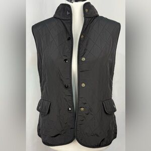 Talbots Vest Black Quilted Corduroy collar with Buttons Size Small